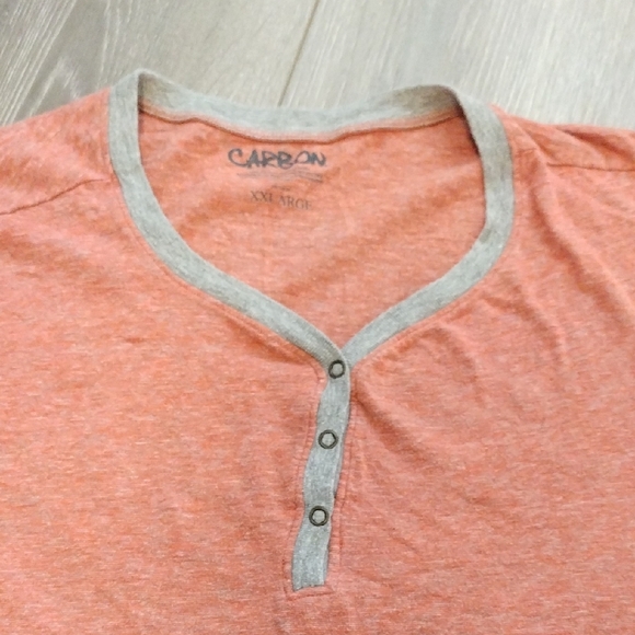 Carbon Men's Henley T-Shirt - Coral and Gray - Picture 3 of 7